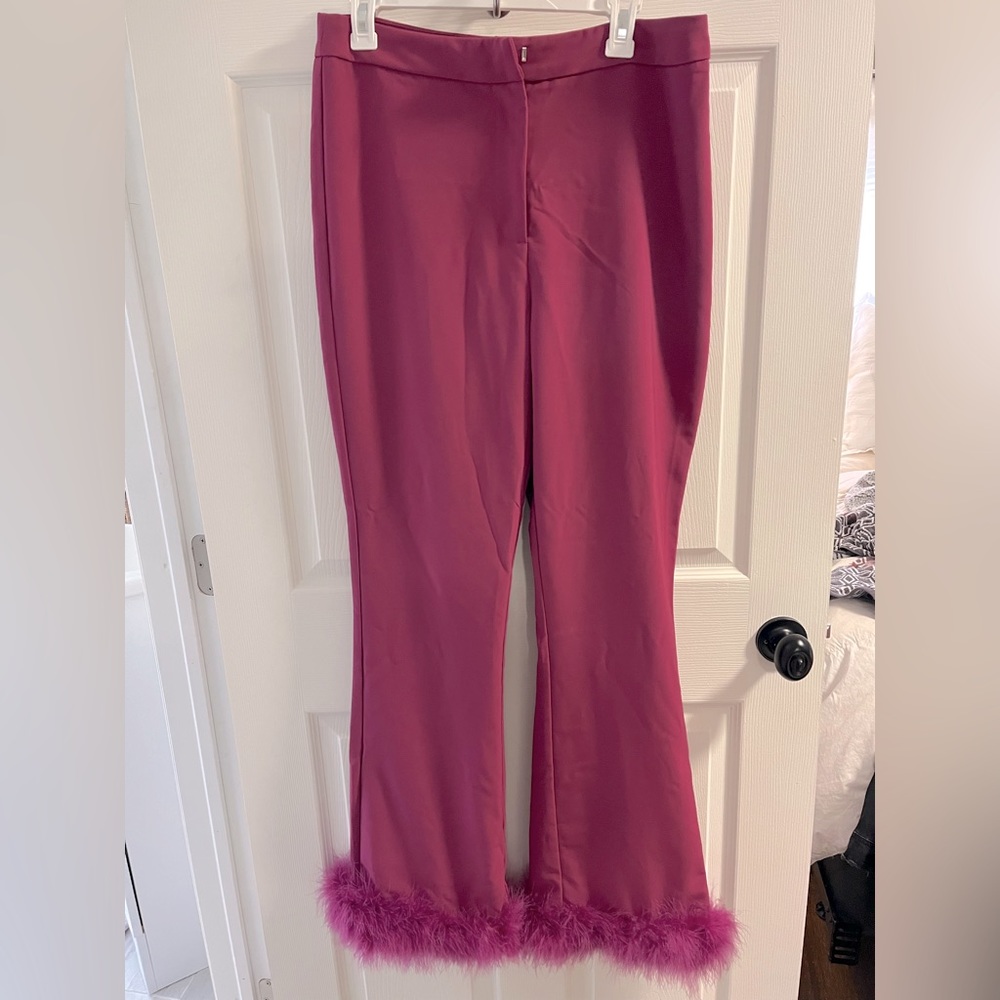 Nasty Gal flatted feather trimmed pants